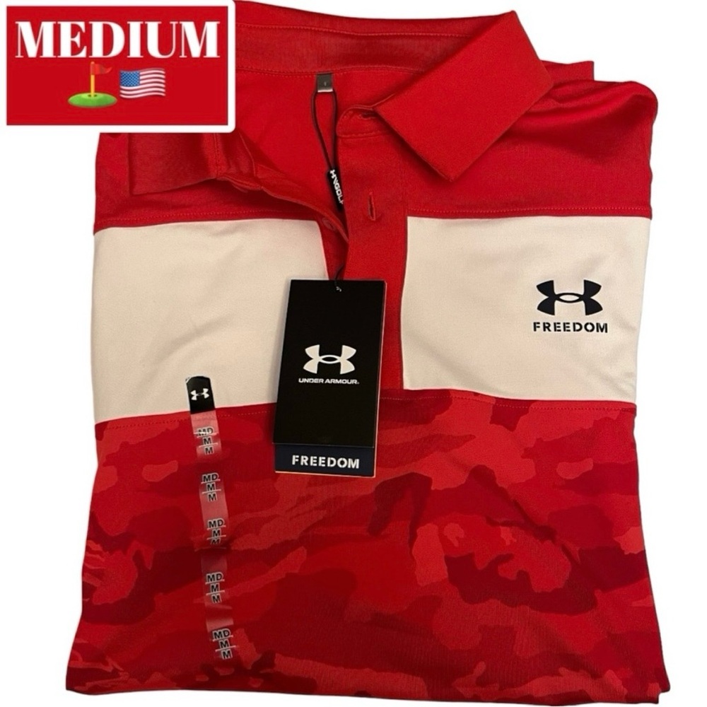 Mens Under Armour Playoff 3.0 Freedom Polo MD Mens UA Freedom Golf Polo camo RED